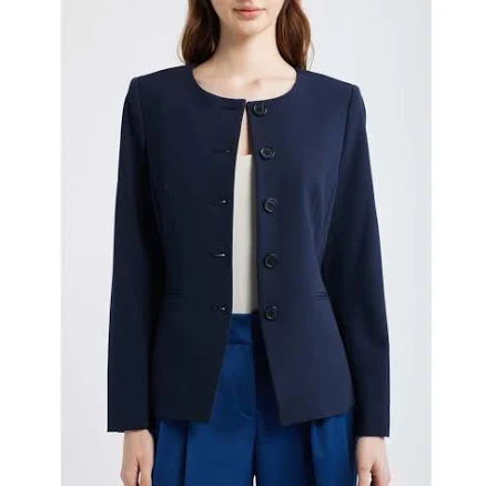 Tahari ASL Women's Collarless Button-Front Blazer Jacket