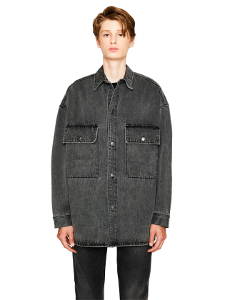 Stone Washing Denim Shacket