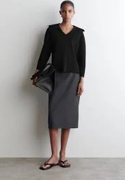 Double-Knit Open-Collar Jumper