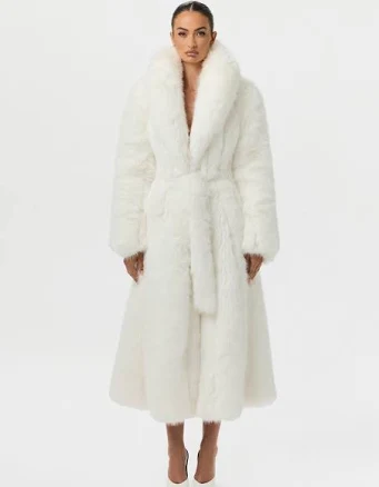 Naked Wardrobe Women's Pelted Faux Fur Coat