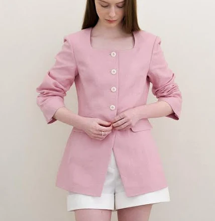 viyul Hourglass square-neck linen jacket by W Concept