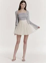 Etoile Banding Sha Mini Skirt (Cream) - GRACE U