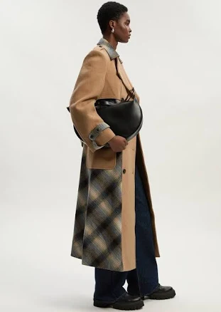 Karen Millen Women's Wool Check Tailored Belted Trench Midi Coat