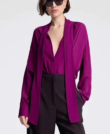 A.L.C. Vivi Long-Sleeve Silk Tie-Neck Top Women's