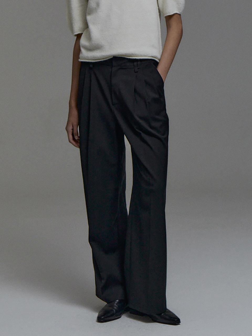 Wool Cashmere Pintuck Pants