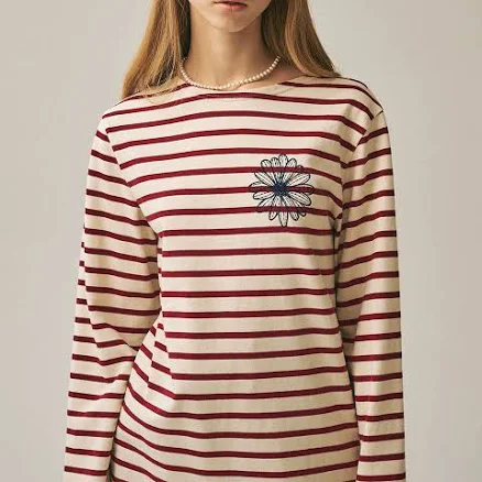 Tshirt Long Sleeve Stripe_Burgundy Navy