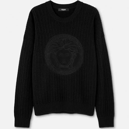 Versace Embroidered Medusa Cable-Knit Sweater