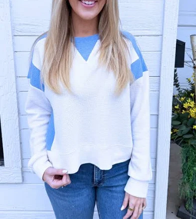 Color Block Long Sleeve Cloudy Knit Top