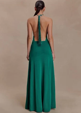MESHKI Meg Halter Tassel Maxi Dress