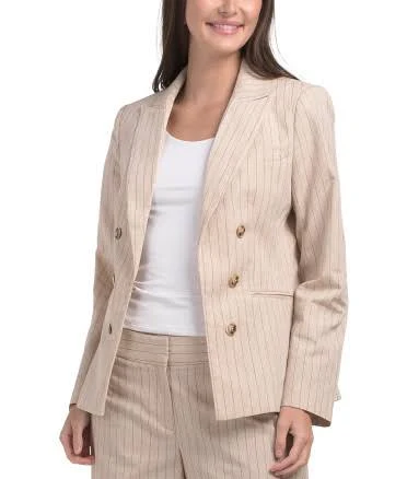Linen Blend Pinstripe Jacket
