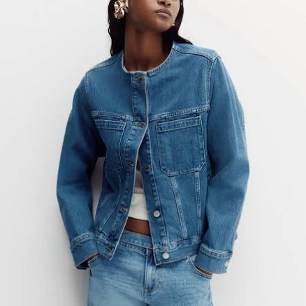 H&M Ladies Collarless Denim Trucker Jacket