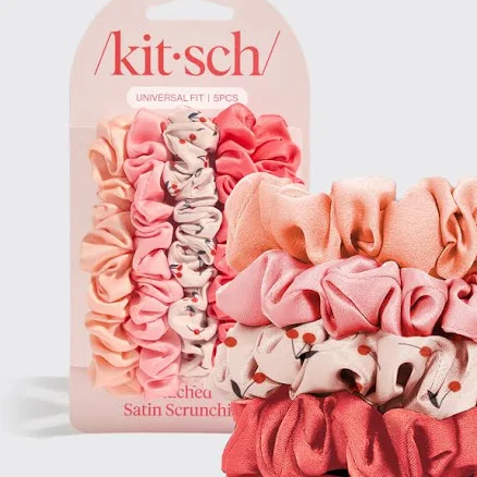 Kitsch Cherry Blossom Ruched Satin Scrunchies (5pc)