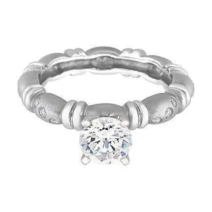 Platinum Round Diamond Prong Engagement Ring