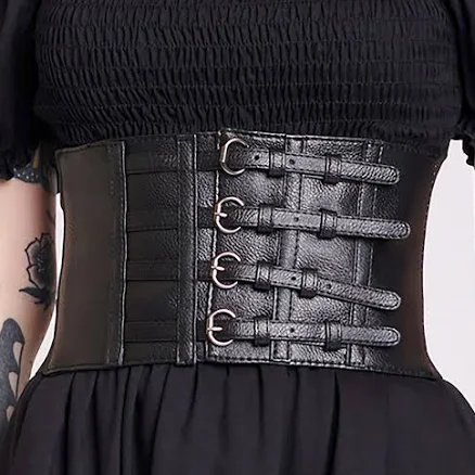 Midnight Hour Gothic Vegan Corset Belt Waist Cincher