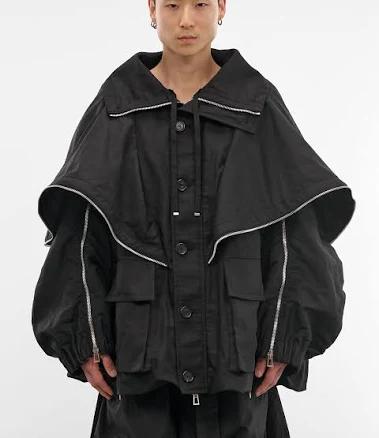 SONGZIO H.Lorenzo|Black Linen-Nylon Wing Jumper