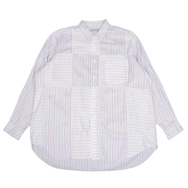 COMME des GARCONS HOMME Striped Panel Long Sleeve Shirt White,Red S-M