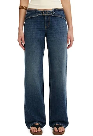 Cotton On Women's Belted Low Rise Straight Leg Jeans