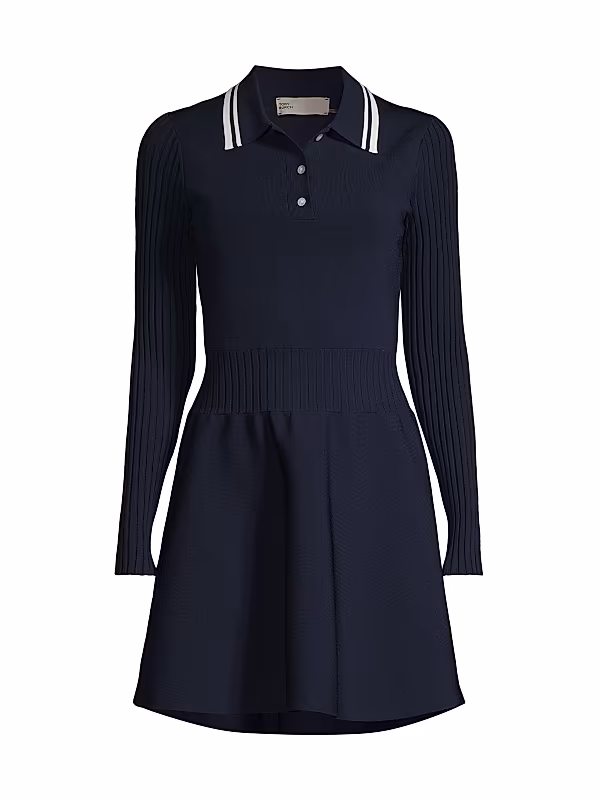 Rib-Knit Polo Dress