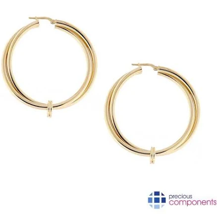 925 Sterling Yellow Silver Double CIRCLE Polished Earrings