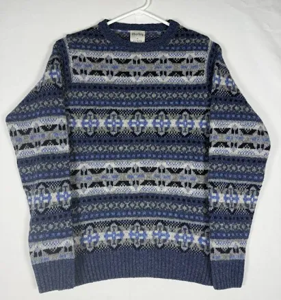 Harley Of Scotland X J Crew Crew Neck Sweater Women's Xs Blue Fair