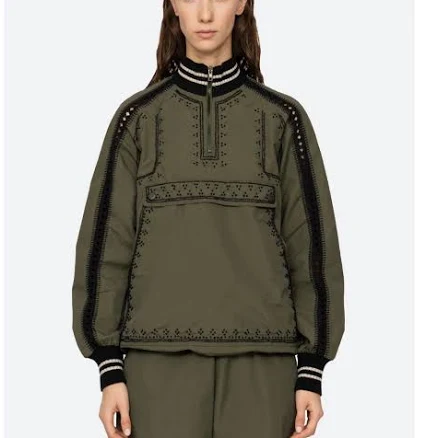 Sea new york - veste mille windbreaker embroidery top olive