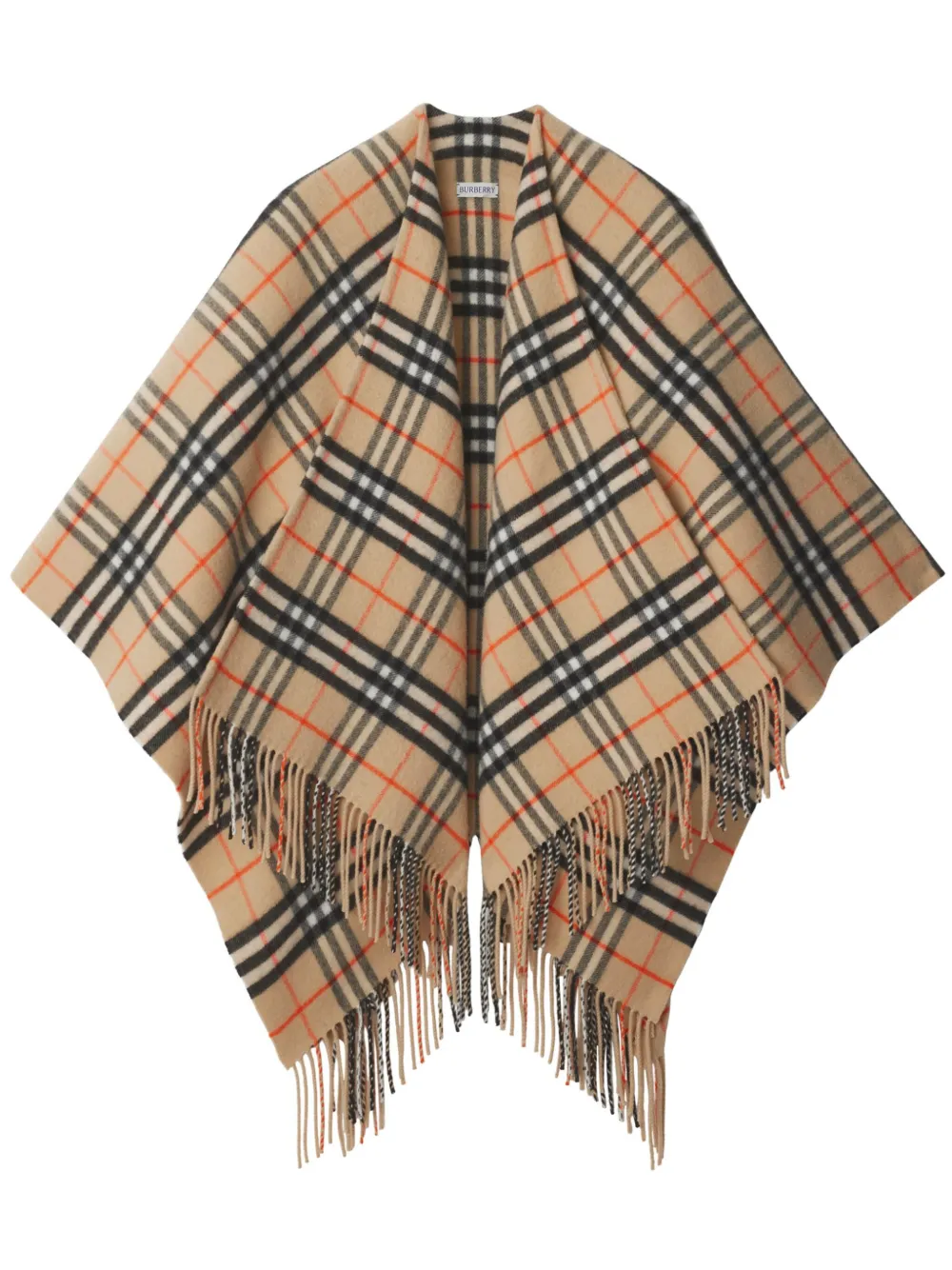 Vintage Check Cashmere Wool Poncho