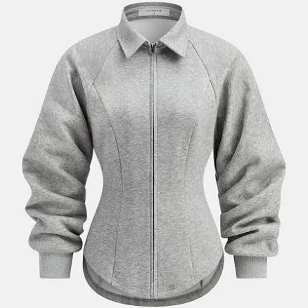 Collared Tailored Zip-Up Sweatshirt Jacket