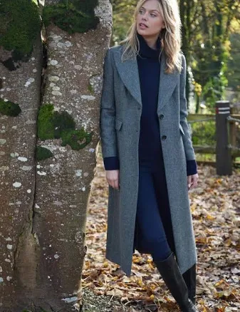 Herringbone Tweed Longline Coat