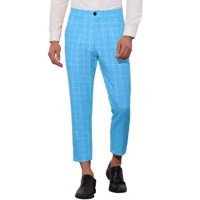 Lars Amadeus Men's Cropped Plaid Business Trousers