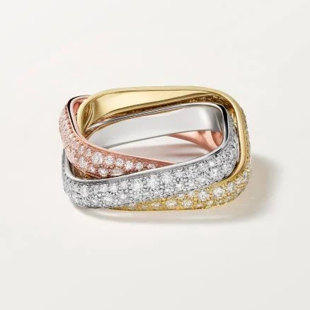 Cartier Trinity Paved Cushion Ring