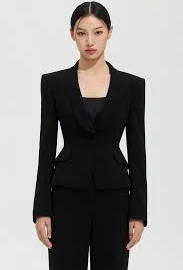 Crepe Shawl Collar Flare Jacket
