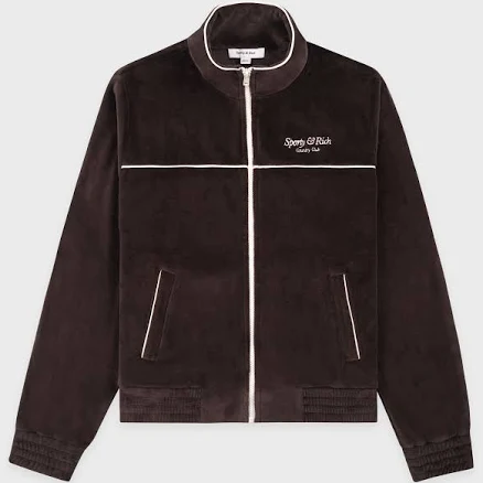 Sporty & Rich Women's Script Velour Track Jacket