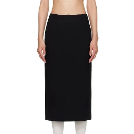 SHUSHU/TONG Black Straight Fitted Midi Skirt