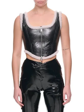 JEAN PAUL GAULTIER | H.Lorenzo|Laminated Black Corset (22-09-F-ST008-L500-BLACK-ECRU), 36 / MULTI