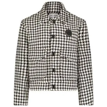 SAINT PERRY Houndstooth Boxy Fit Wool Jacket