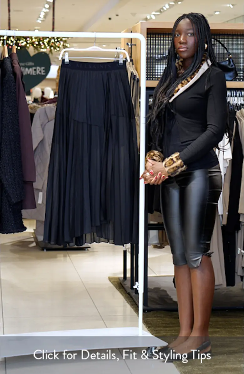 Rayon Blend Pleated Skirt