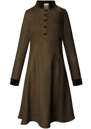 House of Bruar Ladies Velvet Trim Tweed Midi Dress