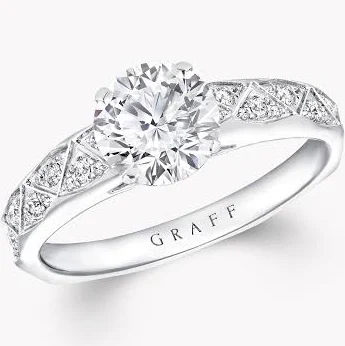 Laurence Graff Signature Round Diamond Engagement Ring in White Gold