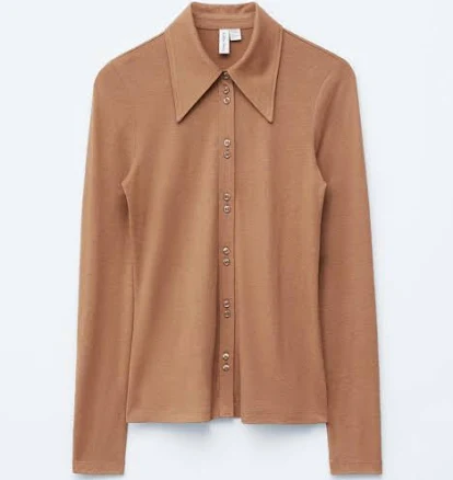 & Other Stories Pointed-Collar Jersey Shirt