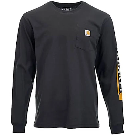 Carhartt Men's Loose Fit Heavyweight Crew Neck Long-Sleeve Logo Graphic T-Shirt