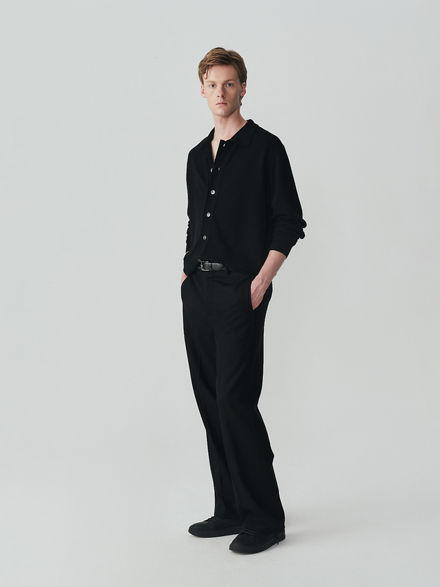 Merino Wool Line Crew Neck Knit