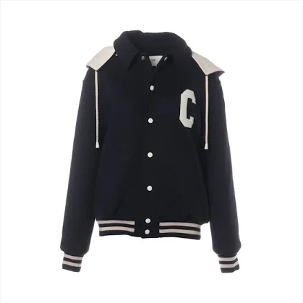 Celine Teddy 22SS Cashmere Jacket 34 Ladies' Navy Blue 2V35G6700 Hedi Period Double face Detachable hood With garment