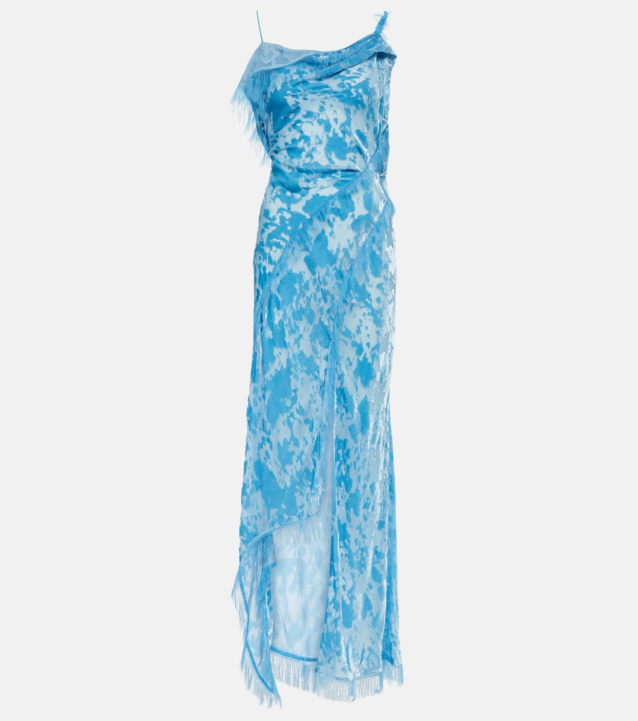 Asymmetric Velvet Maxi Dress