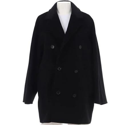 Max Mara Women's 101801 Icon Double Breasted Short Coat Wool and Cashmere Blend Black