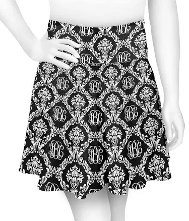 Custom Monogrammed Damask Skater Skirt
