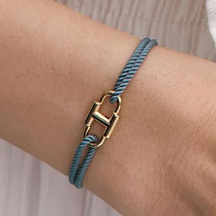 hyeres-lor Eritte Silver (Y) Emblem String bracelet blue gray by W Concept