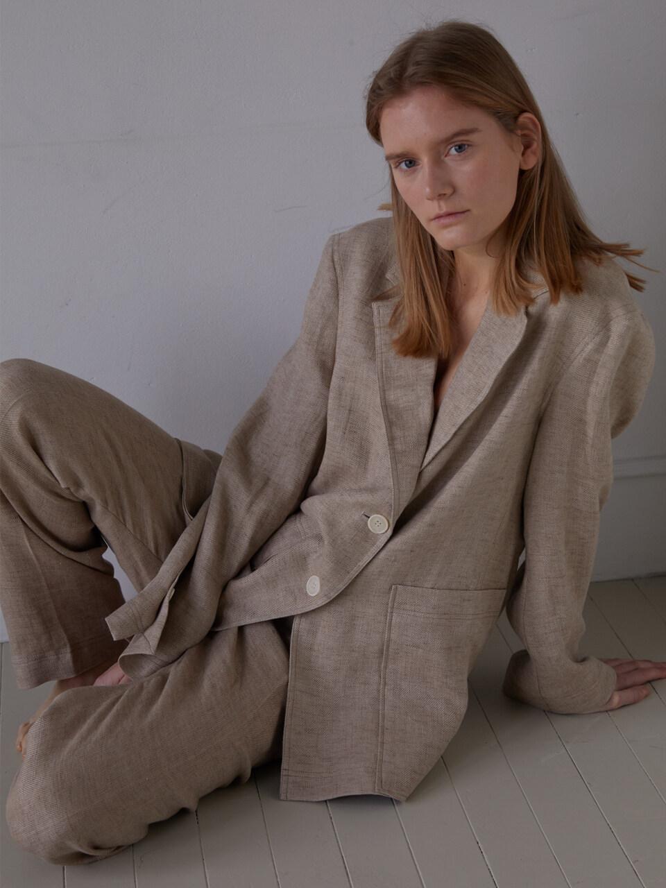 TOMO LINEN JACKET (MOCHA BROWN)
