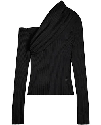 Courreges Logo-embroidered Knitted Jumper - Black