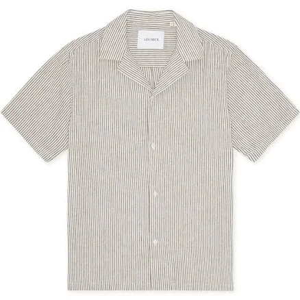 Lukas Stripe Cotton Linen SS Shirt - Teak XL