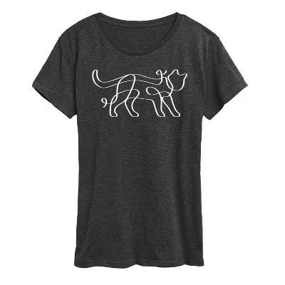 Ribbon Cat Women's Instant Message Graphic T-Shirt